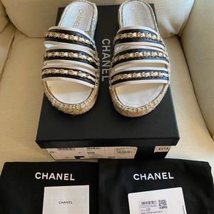 Authentic Chanel Espadrille Slides